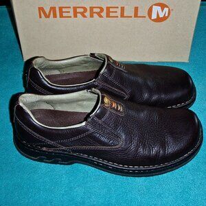 MERRELL WORLD LEGEND MEN'S STOLLEN BROWN LEATHER SLIP ON SHOES J45051 SIZE 11.5